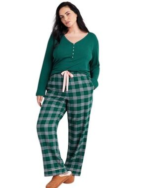State of Day Women's Plaid Flannel Pajama Pants XL Popplaid Forest - NWT